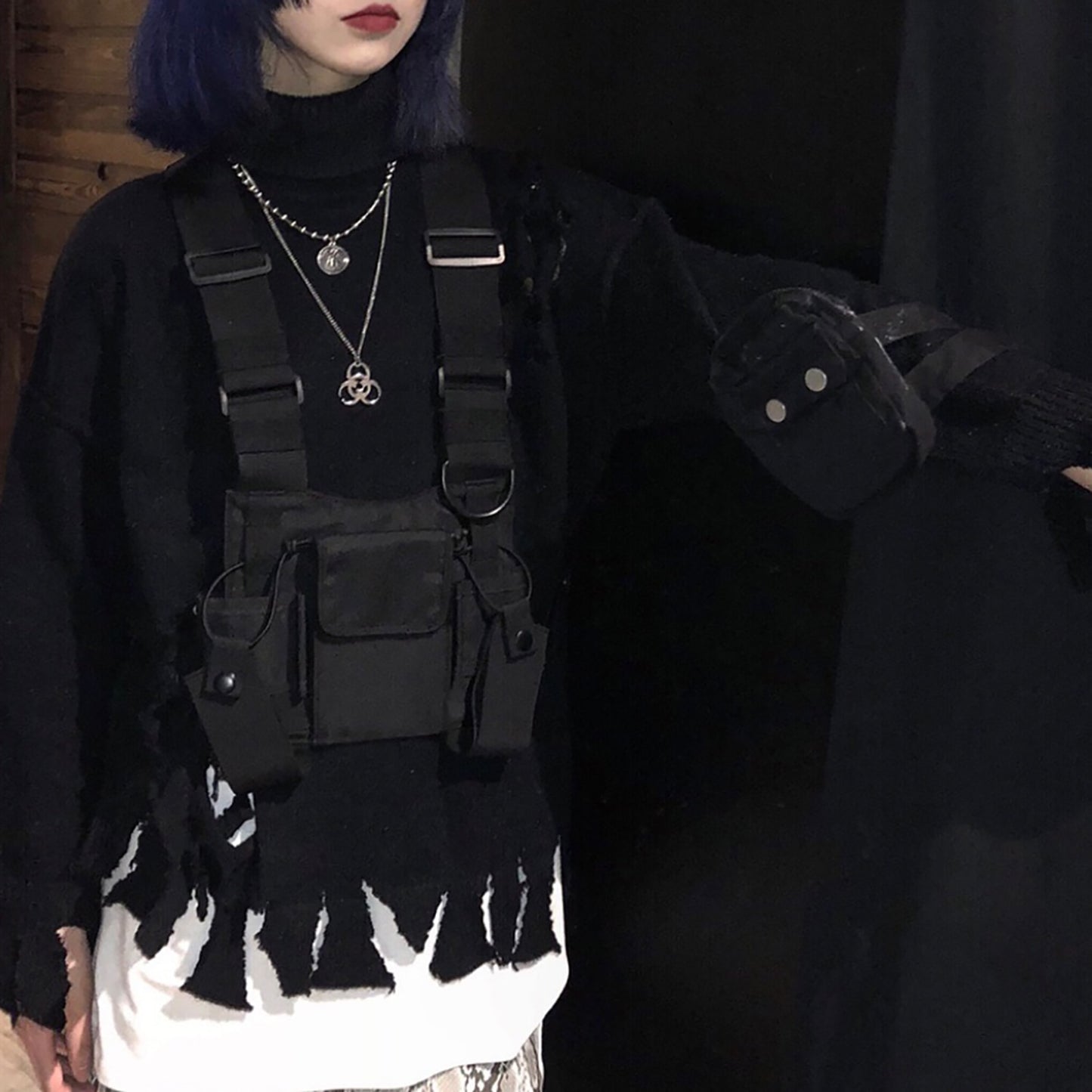 11 BYBB'S DARK Function Tactical Chest Bag Hip Hop Streetwear Men Functional Waist Bags Adjustable Pockets Waist Shoulder Bag