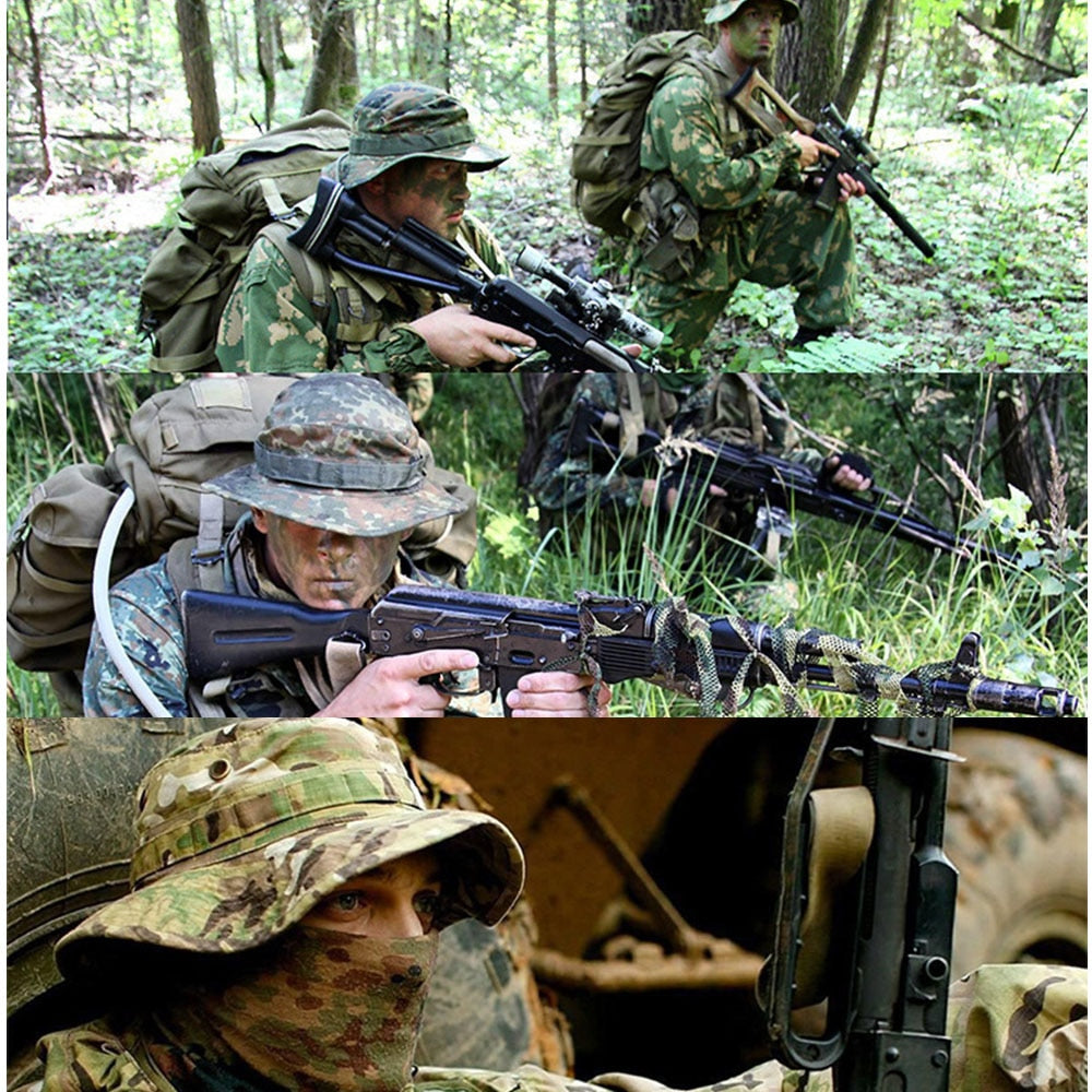 Camouflage Boonie Hat Tactical US Army Bucket Hats Military Multicam Panama Summer Cap Hunting Hiking Outdoor Camo Sun Caps Men