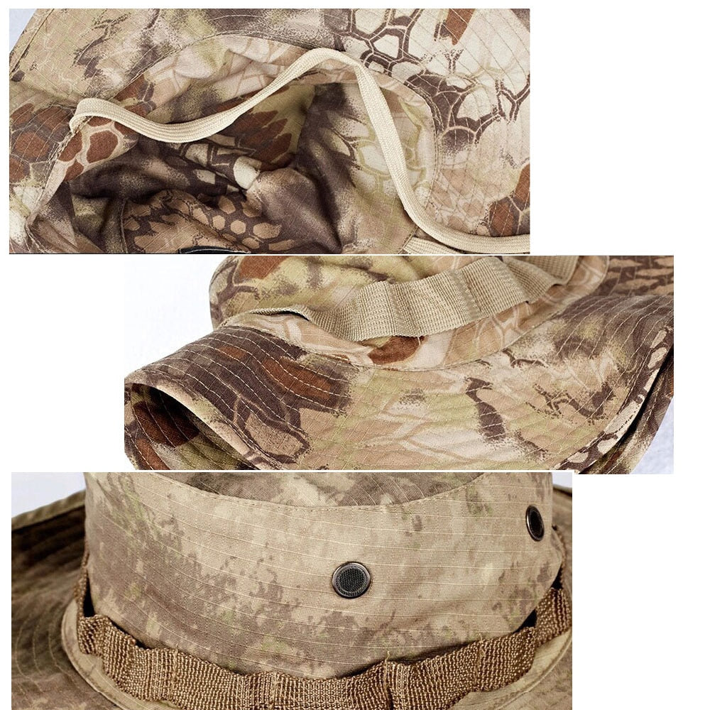 Camouflage Boonie Hat Tactical US Army Bucket Hats Military Multicam Panama Summer Cap Hunting Hiking Outdoor Camo Sun Caps Men