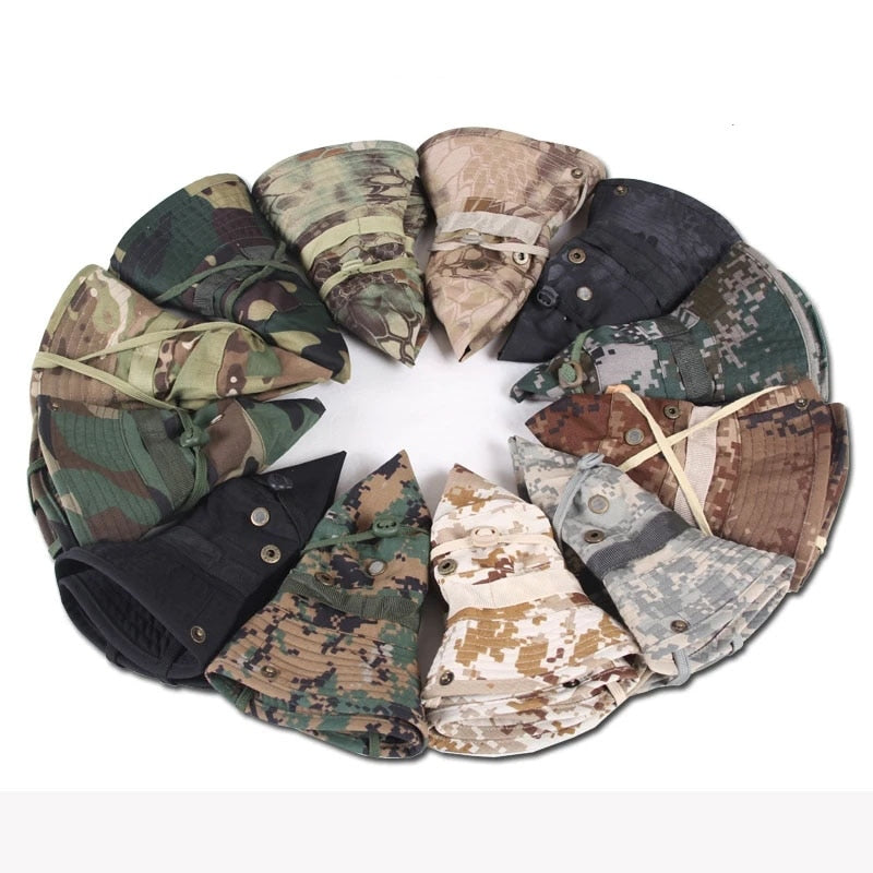 Camouflage Boonie Hat Tactical US Army Bucket Hats Military Multicam Panama Summer Cap Hunting Hiking Outdoor Camo Sun Caps Men