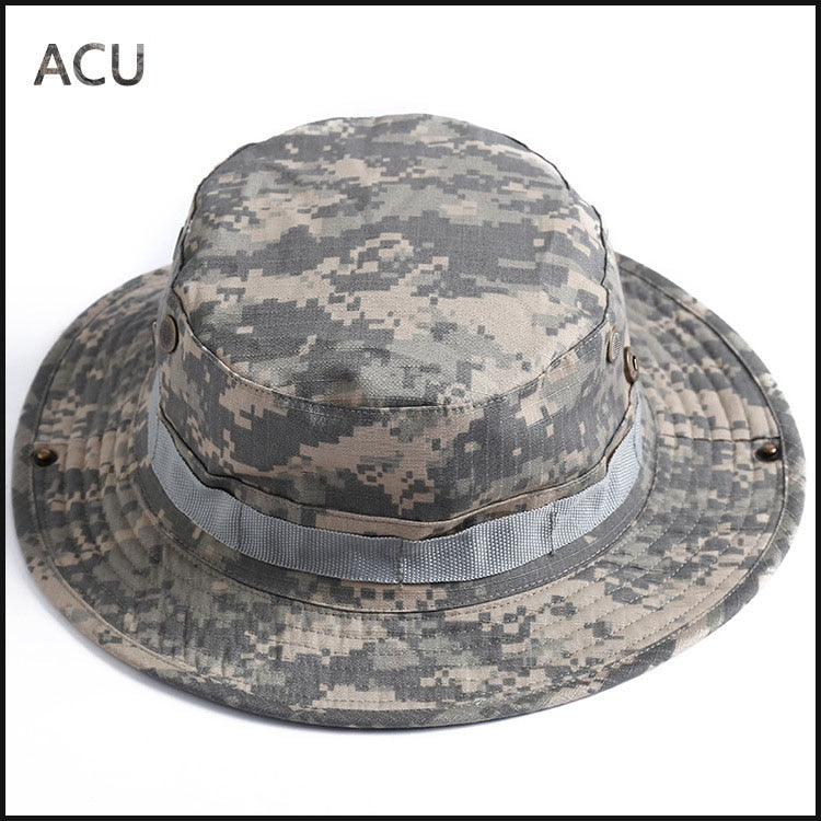 Camouflage Boonie Hat Tactical US Army Bucket Hats Military Multicam Panama Summer Cap Hunting Hiking Outdoor Camo Sun Caps Men
