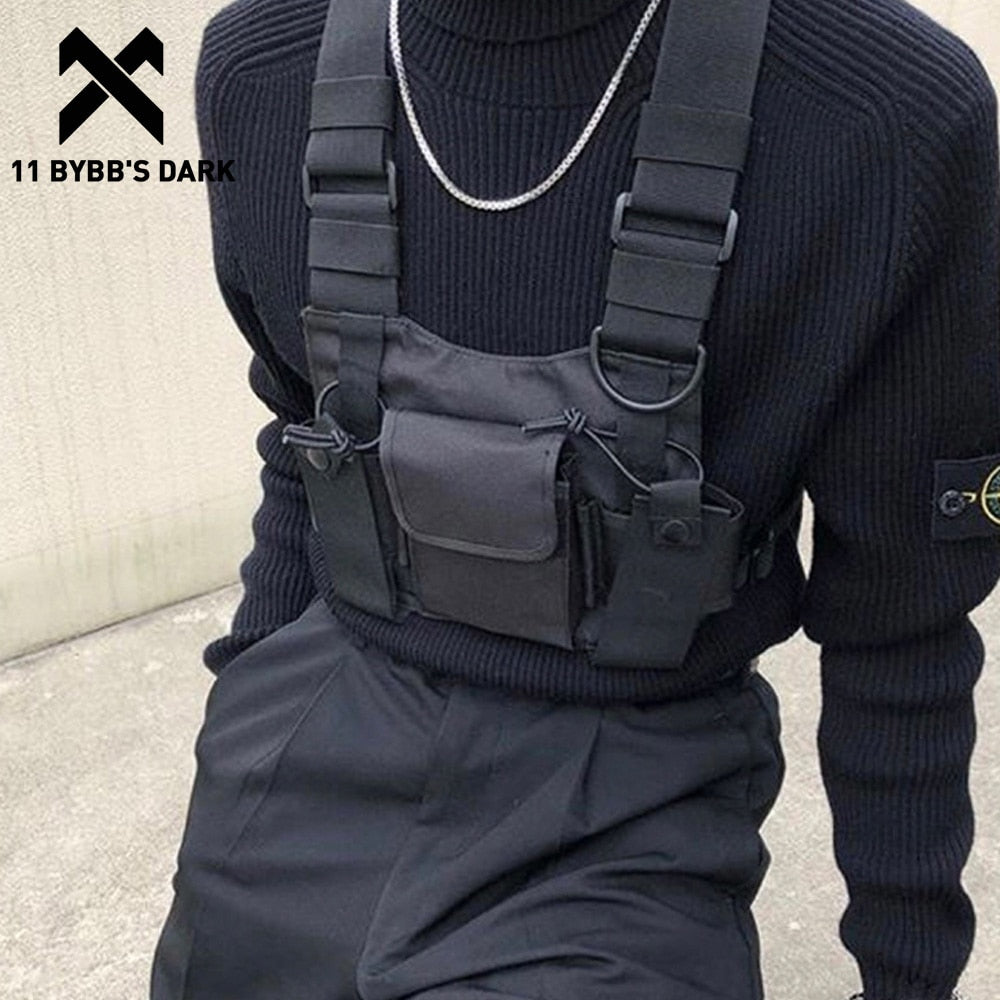 11 BYBB'S DARK Function Tactical Chest Bag Hip Hop Streetwear Men Functional Waist Bags Adjustable Pockets Waist Shoulder Bag