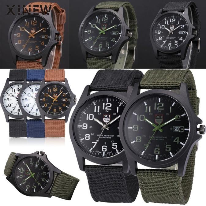 XINEW Brand Outdoor Mens Date Stainless Steel Military Sports Analog Quartz Army Wrist Watch