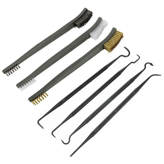 7pcs/Set 3pcs Steel Wire Brush + 4pcs Nylon Pick Set Universal Gun Hunting Cleaning Kit Tactical Rifle Pistol Gun Cleaning Tool