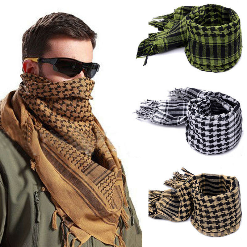 Fashion Mens Lightweight Square Outdoor Shawl Military Arab Tactical Desert Army Shemagh KeffIyeh Arafat Scarf Fashion