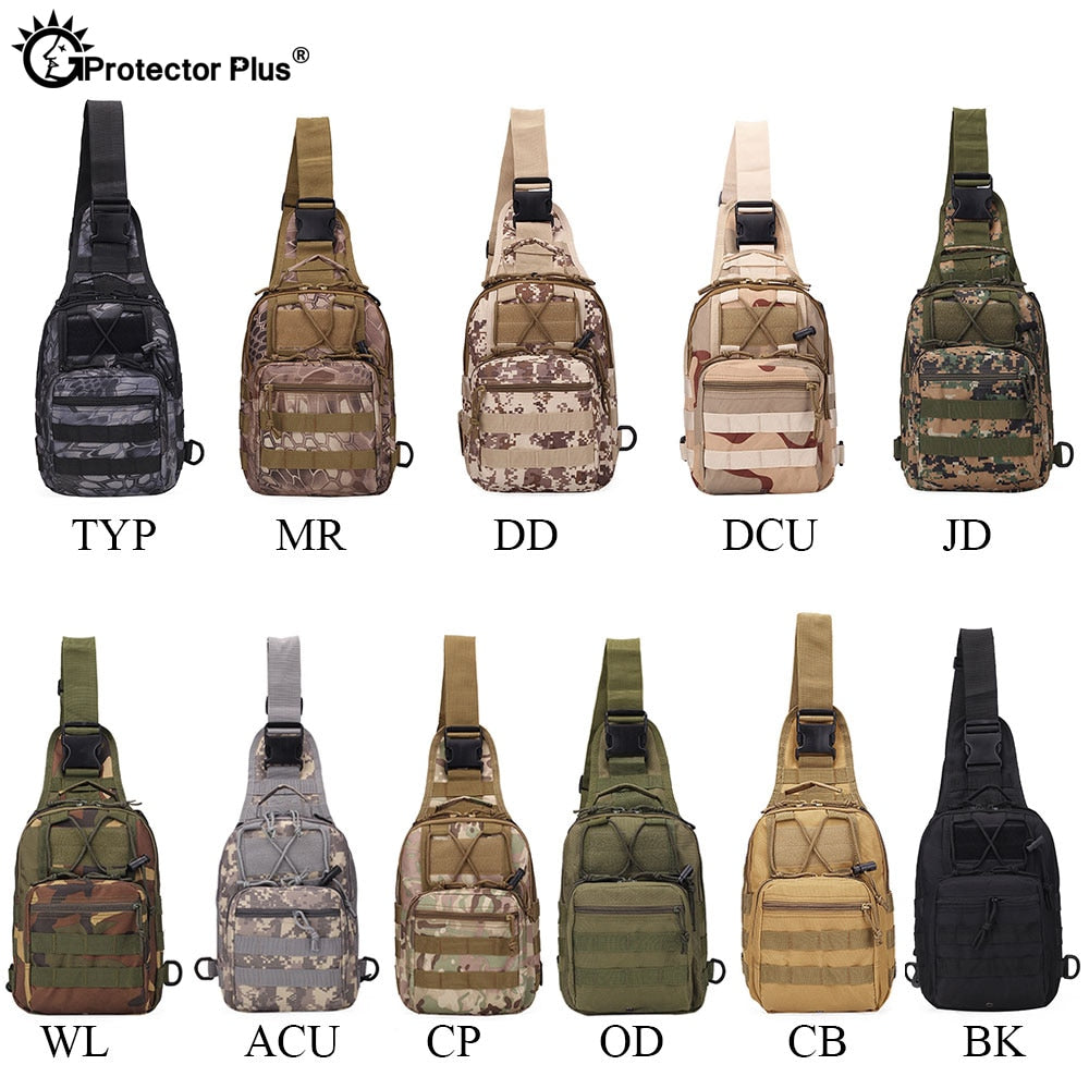 PROTECTOR PLUS Outdoor Tactical Military Crossbody Bag Sling Shoulder Chest Pack Men Camo Army Travel Hiking Camping Sport Bag