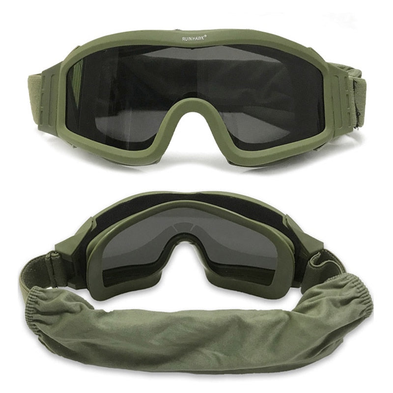 Black Tan Green Tactical Goggles Military Shooting Sunglasses 3 Lens Airsoft Paintball Windproof Wargame Mountaineering Glasses