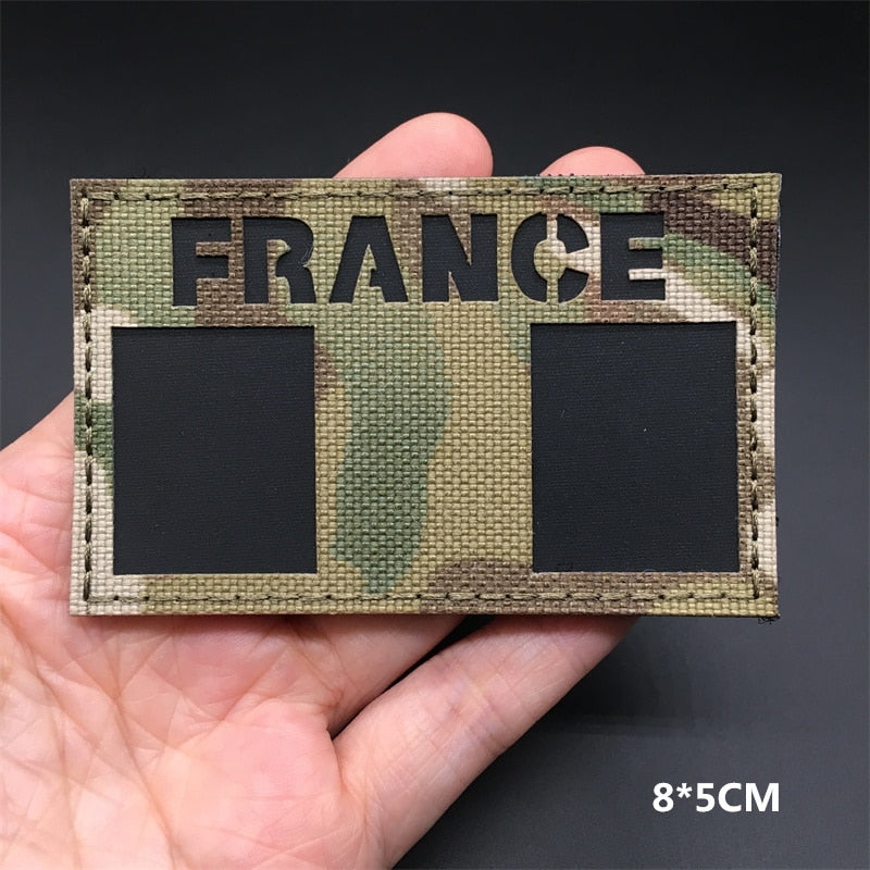 (42 Styles) Korea France Spain America Israel Flags Military Patches IR Infrared Reflective Patches on Clothes Tactical Badges