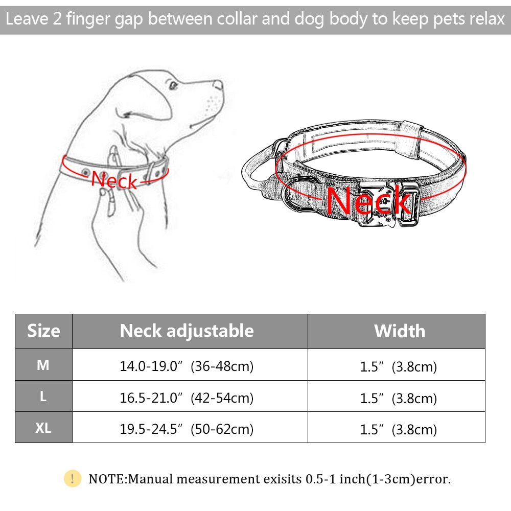 Tactical Dog Collar With Handle Durable Military Nylon Dog Collar Adjustable Training Collar For Large Dogs German Shepherd