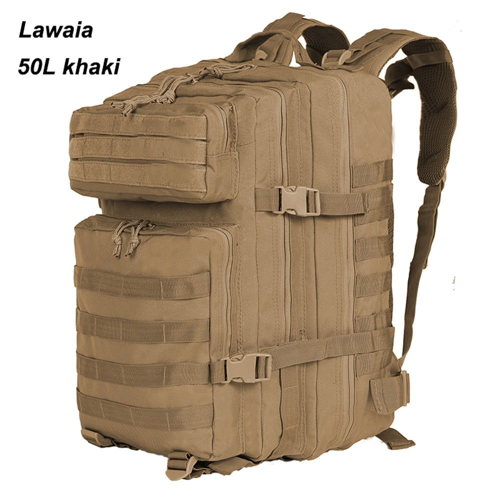 Lawaia Hunting Backpack Outdoor Military Rucksacks Tactical Sports Camping Hiking 50L 1000D Nylon Waterproof Trekking Backpack