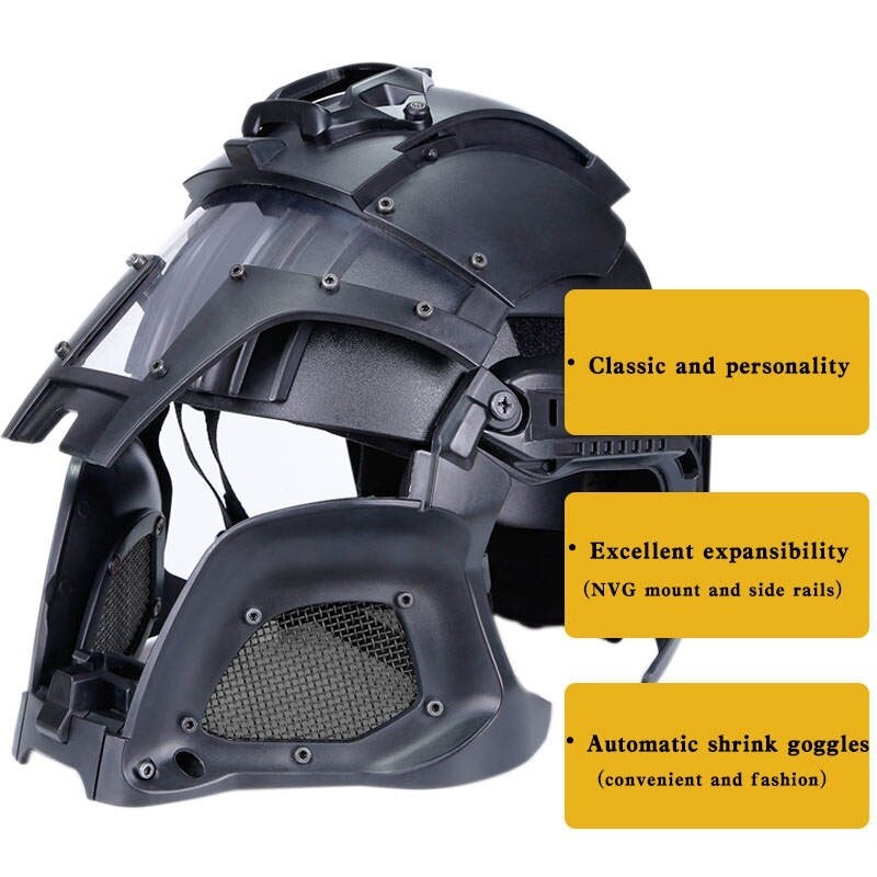 Military Airsoft Full Face Helmet Mask Safety Tactical Combat Helmet Adjustable Army Wargame CS Paintball Shooting Helmet Mask