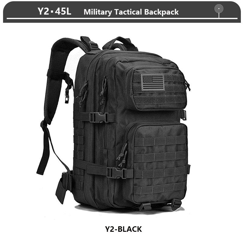 Military Tactical Backpack 3 Day Assault Pack Army Molle Bag 38/45L Large Outdoor Waterproof Hiking Camping Travel 600D Rucksack