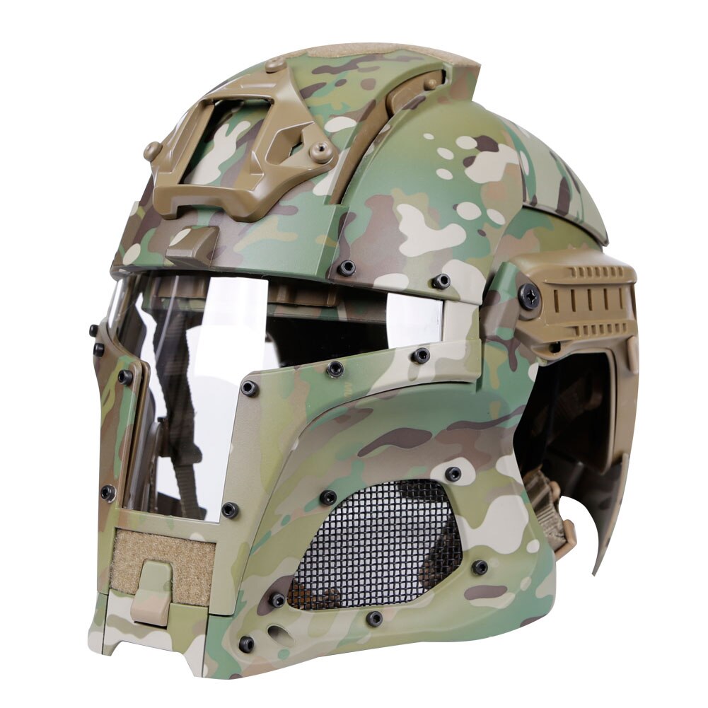 Military Airsoft Full Face Helmet Mask Safety Tactical Combat Helmet Adjustable Army Wargame CS Paintball Shooting Helmet Mask