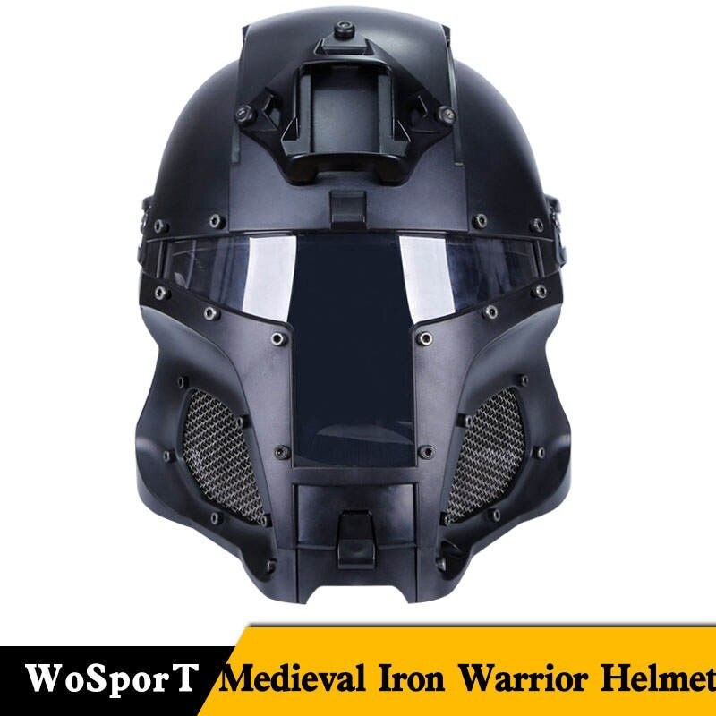 Military Airsoft Full Face Helmet Mask Safety Tactical Combat Helmet Adjustable Army Wargame CS Paintball Shooting Helmet Mask