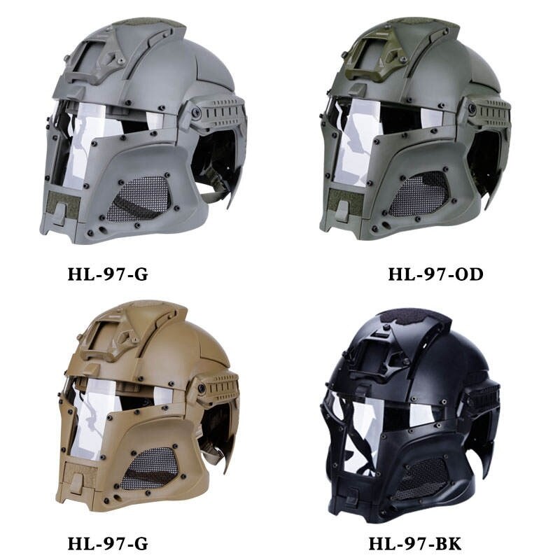 Military Airsoft Full Face Helmet Mask Safety Tactical Combat Helmet Adjustable Army Wargame CS Paintball Shooting Helmet Mask